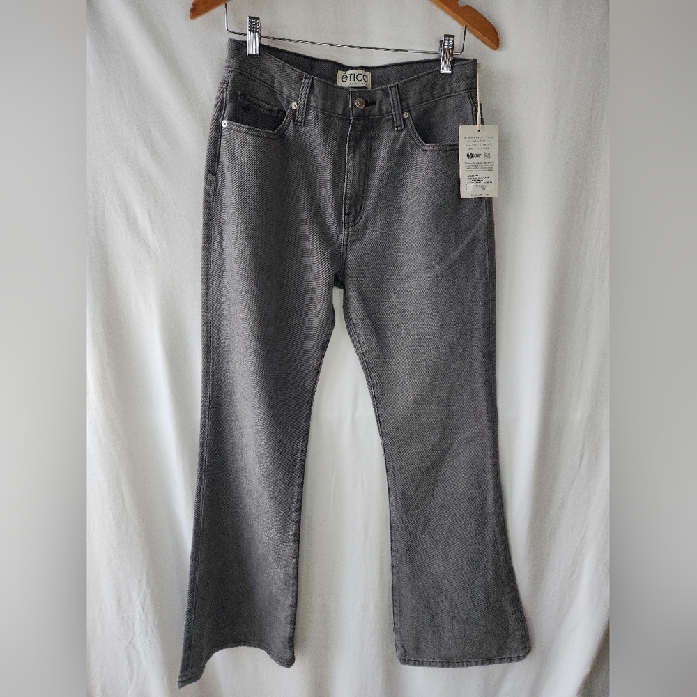 Etica Ethically Made Nina High Rise Flare Stormy Skies Jeans Size 28